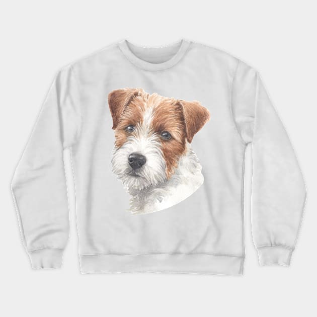 Cute Rough Coated Jack Russell Terrier Watercolor Art Crewneck Sweatshirt by doglovershirts